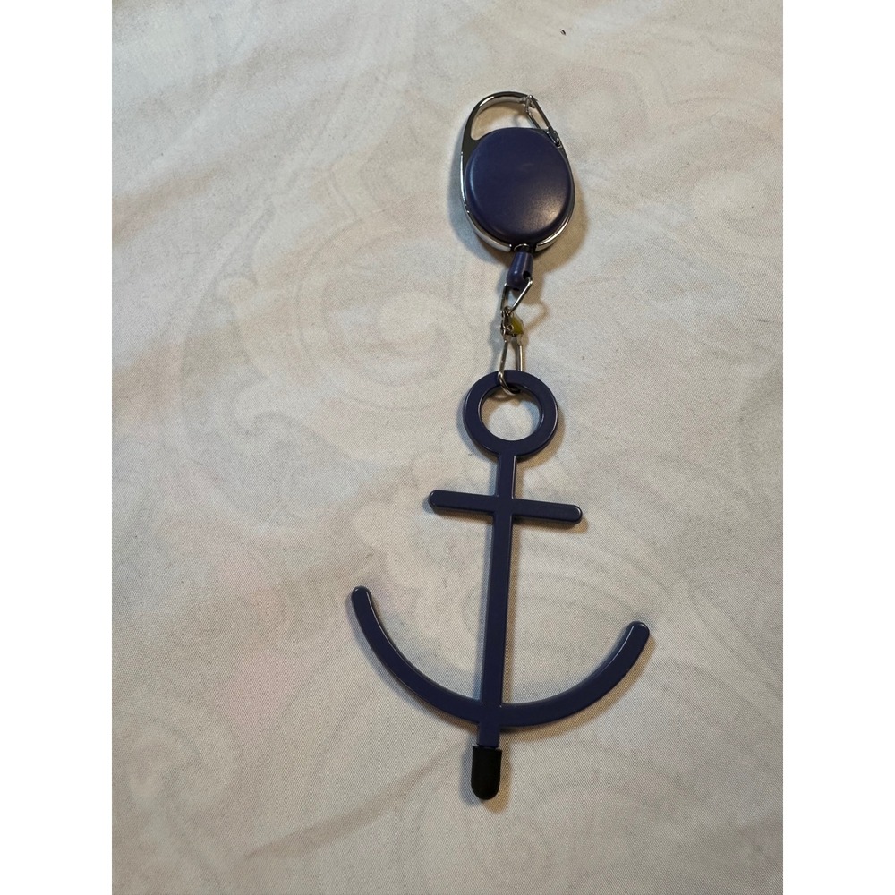Atlas Ocean Voyages Retractable Badge Reel Navy Blue Anchor Key Holder Nautical